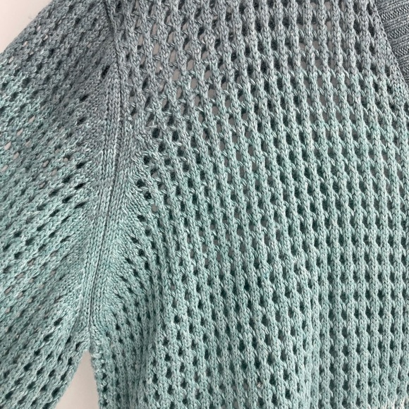 ATM Blue Ombre Wool Blend Open Knit Button Front Wool Cashmere Cardigan Size Xl - Picture 6 of 12